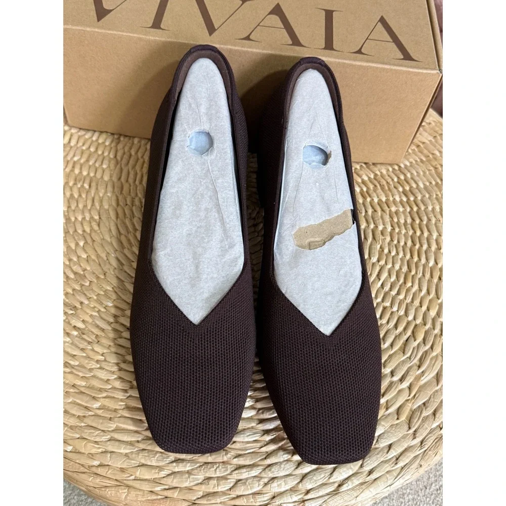 VIVAIA Megan Dark Chocolate‎ Comfort Block Heel Pumps Square Toe US 9-9.5